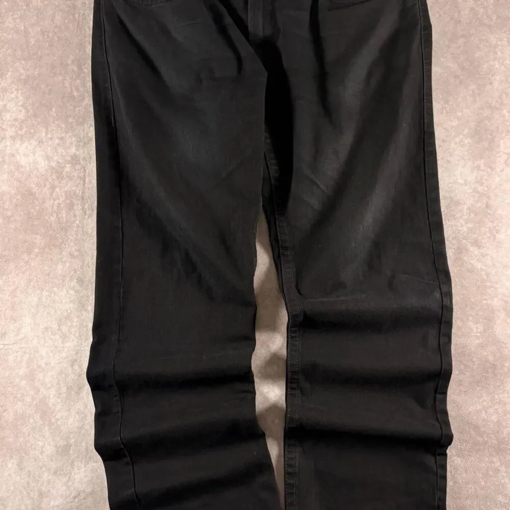 true religion black embroidered logo relaxed straight leg jeans
